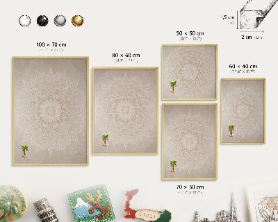 Lavagna magnetica per calamite souvenir in colore oro Modelli di mandala