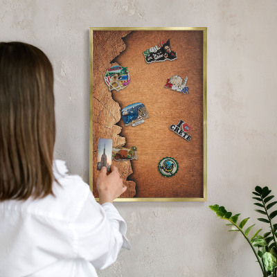 Lavagna magnetica per calamite souvenir in colore oro Struttura in acciaio