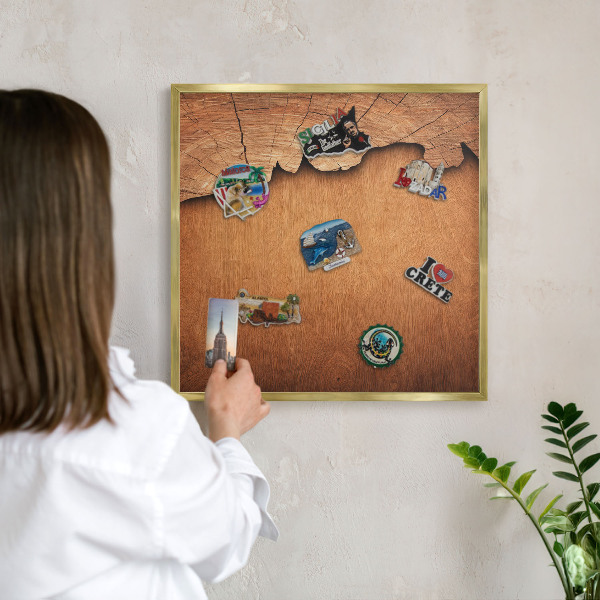 Lavagna magnetica per calamite souvenir in colore oro Struttura in acciaio
