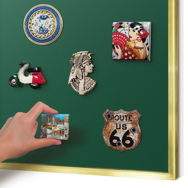 Lavagna magnetica per calamite souvenir in colore oro Verde bottiglia