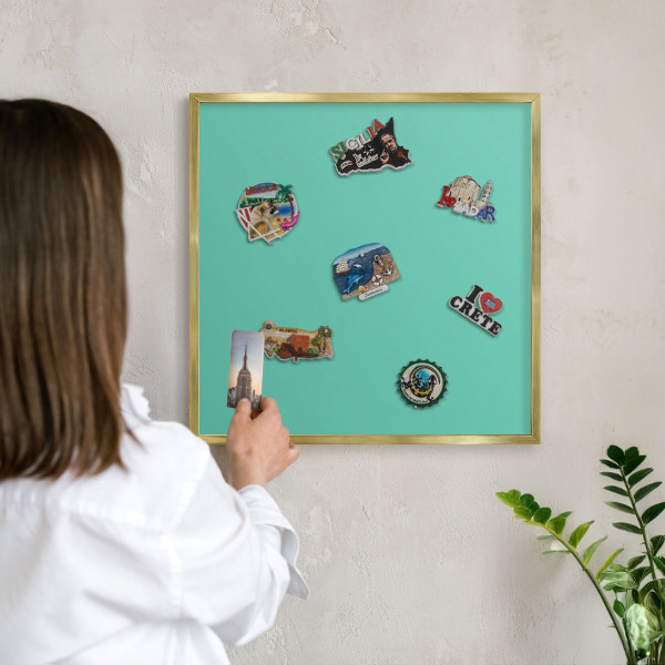 Lavagna magnetica per calamite souvenir in colore oro Menta forte