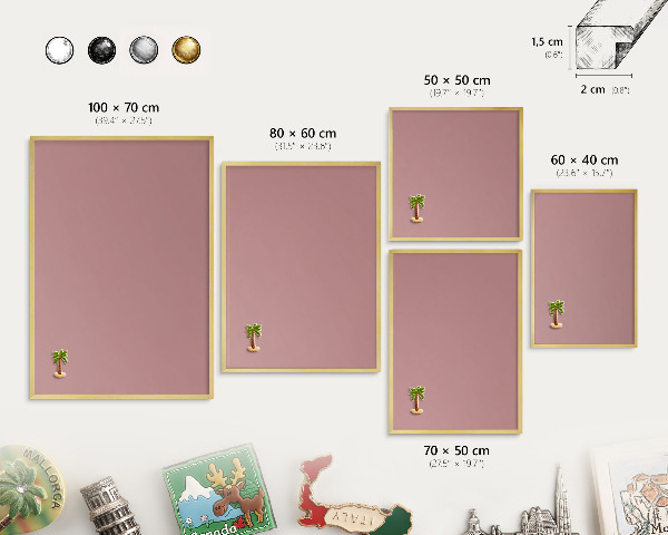 Lavagna per calamite delle vacanze con cornice dorata Rosa pastello polveroso