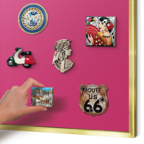 Lavagna magnetica per calamite souvenir in colore oro Rosa intenso