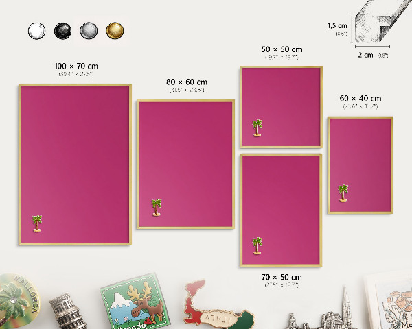 Lavagna magnetica per calamite souvenir in colore oro Rosa intenso