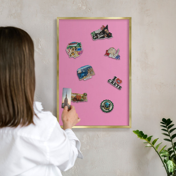 Lavagna magnetica per calamite souvenir in colore oro Rosa freddo