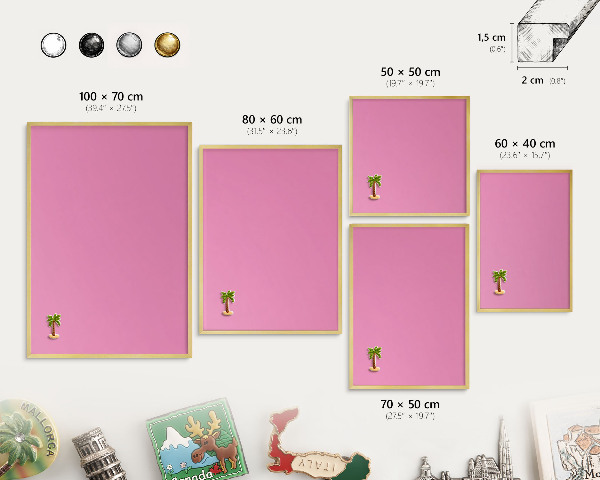 Lavagna magnetica per calamite souvenir in colore oro Rosa freddo