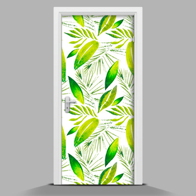 Adesivo per porta Foglie verdi
