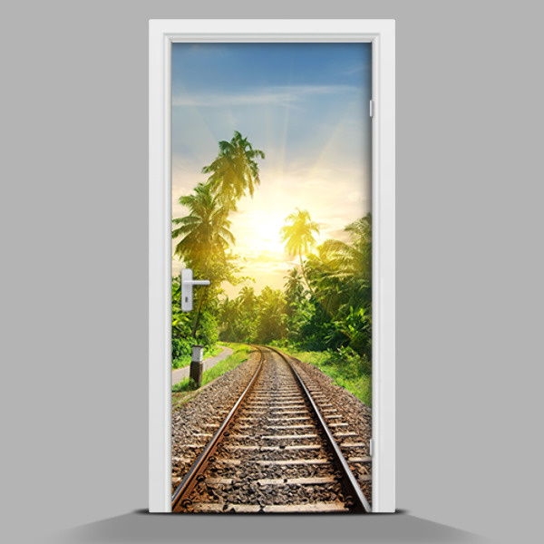 Adesivo per porta interna Tracce nella giungla