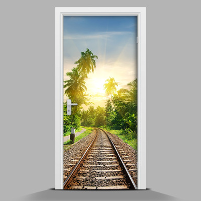 Adesivo per porta interna Tracce nella giungla