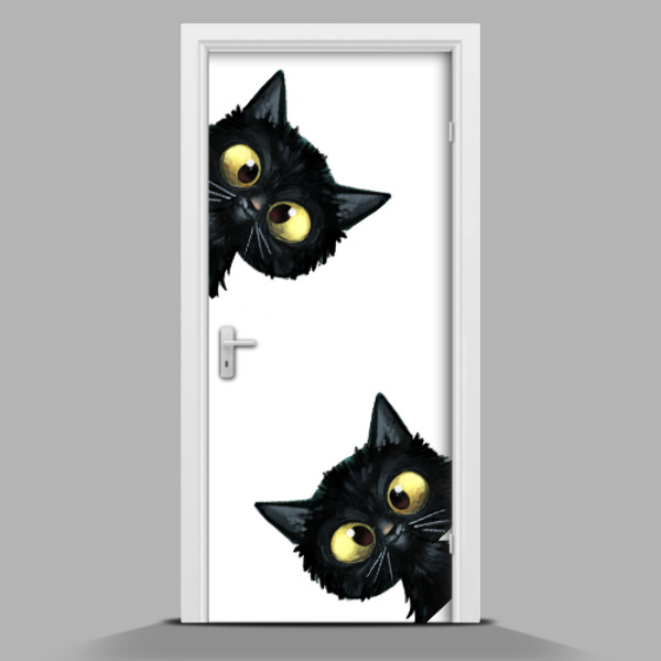 Adesivo per porta con decorazione di due gatti