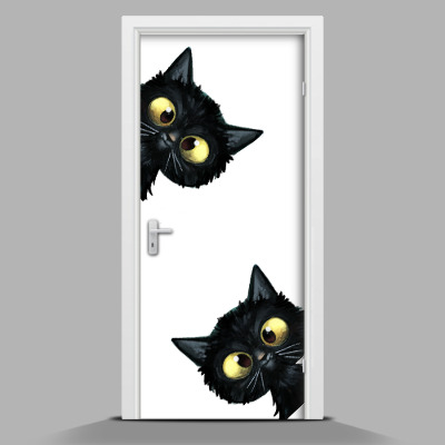 Adesivo per porta con decorazione di due gatti