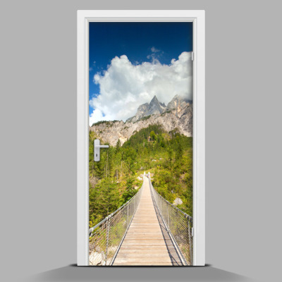 Adesivo per porta interna Ponte sospeso in montagna