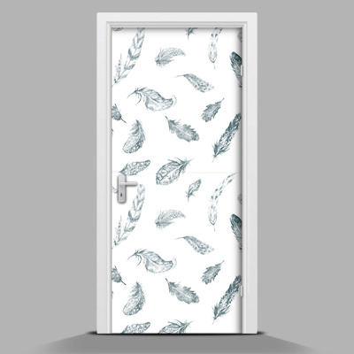 Adesivo per porta interna con motivo di piume bianche e nere