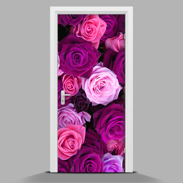 Adesivo per porta con motivo di rose viola