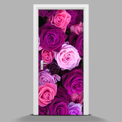 Adesivo per porta con motivo di rose viola