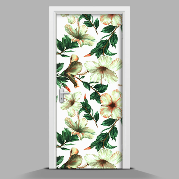 Adesivo per porta Fiori bianchi