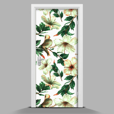 Adesivo per porta Fiori bianchi