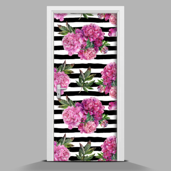 Sticker porta con motivo di mazzi di peonie