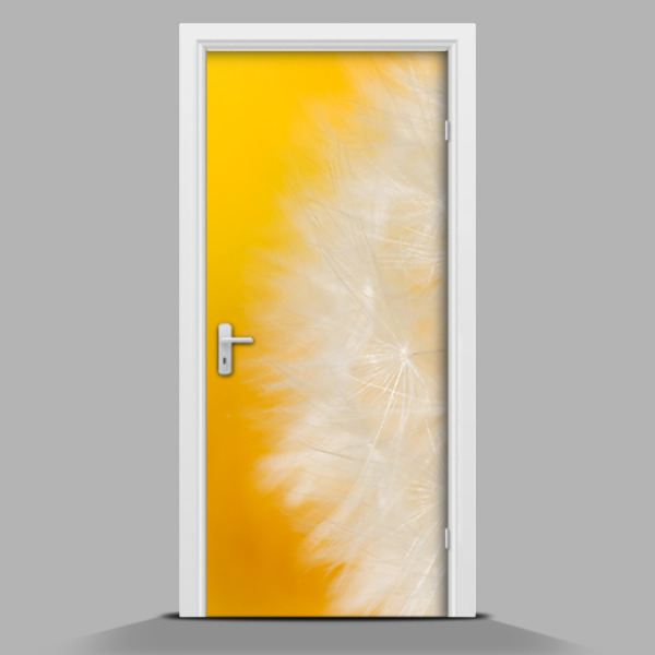 Adesivo per porta Dente di leone su sfondo giallo