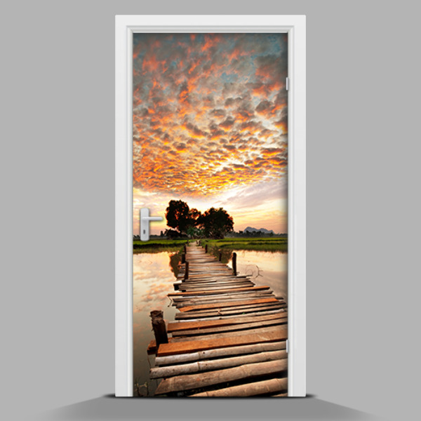 Adesivo per porta interna Il vecchio molo al tramonto