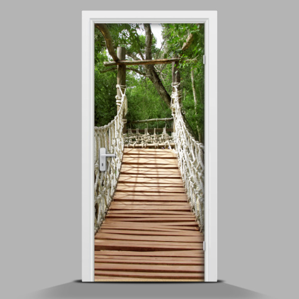 Sticker porta con il motivo di una strada che conduce nella foresta