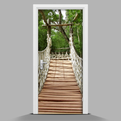 Sticker porta con il motivo di una strada che conduce nella foresta