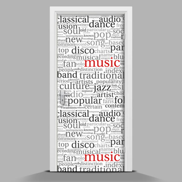 Adesivo per porta interna con scritta in stile tipografico