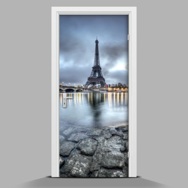 Sticker porta con la Torre Eiffel all'alba
