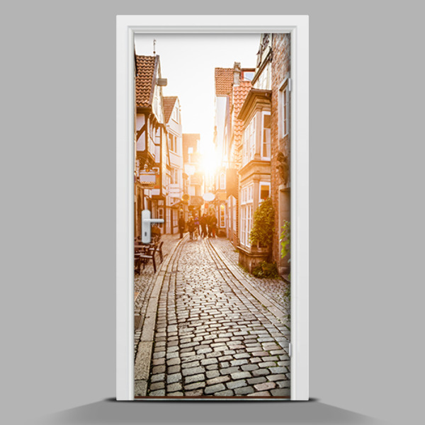 Adesivo per porta interna Strada lastricata