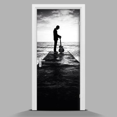 Adesivo per porta con il motivo di un uomo che suona la chitarra
