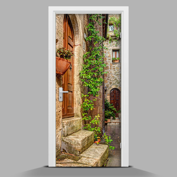 Adesivo per porta interna con stampa raffigurante un affascinante palazzo residenziale