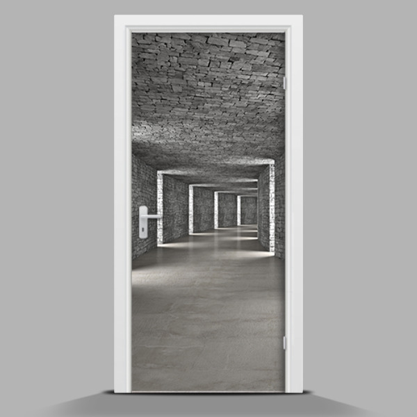 Sticker porta con motivo di un edificio in pietra