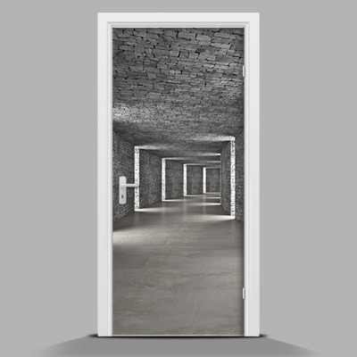 Sticker porta con motivo di un edificio in pietra