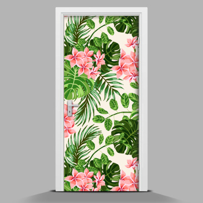 Adesivo per porta con delicati fiori rosa