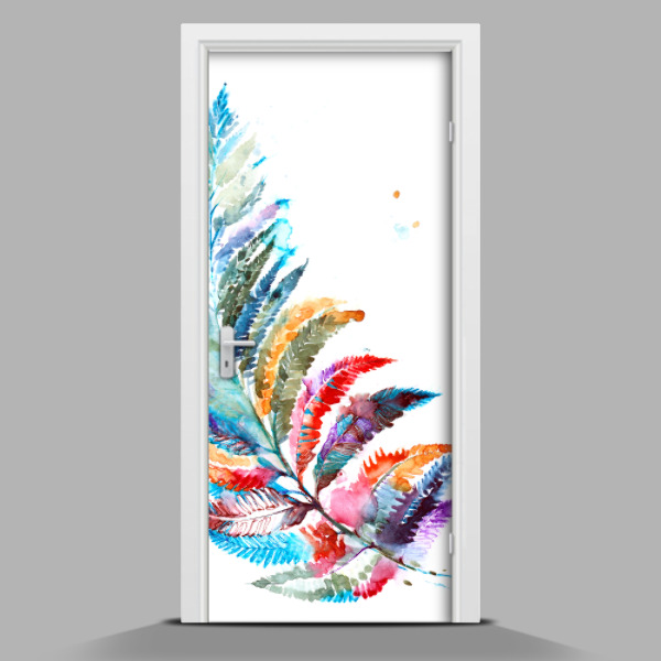 Adesivo per porta interna Foglia colorata