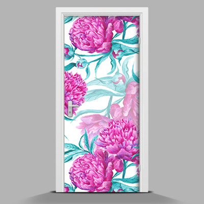 Adesivo per porta con motivo di fiori di peonia