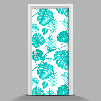 Sticker porta Foglie di palma blu