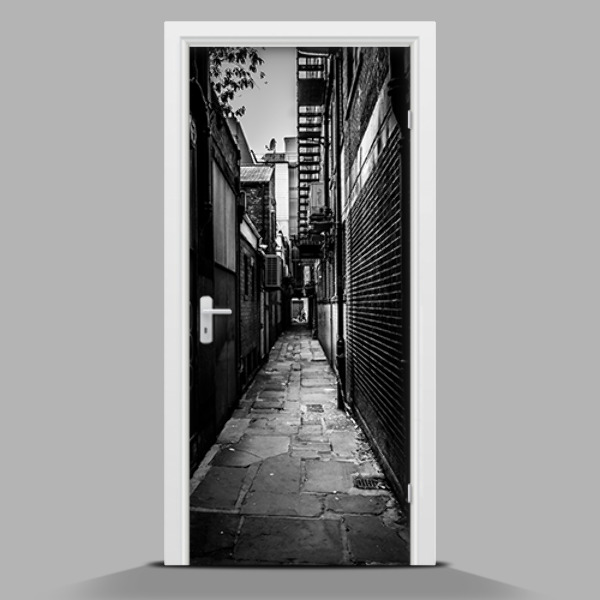 Sticker porta Strada stretta in bianco e nero