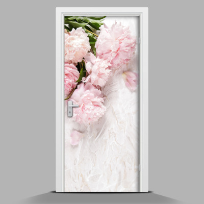 Adesivo per porta con motivo di peonie delicate