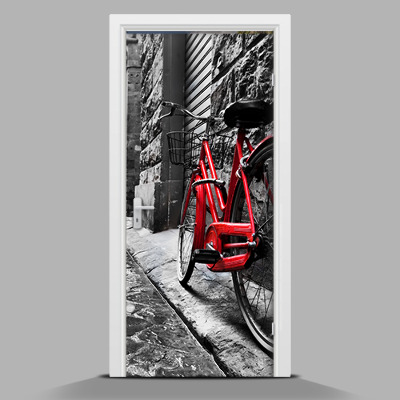 Sticker porta con motivo di bicicletta rossa