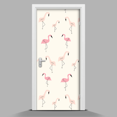 Adesivo per porta Piccoli fenicotteri