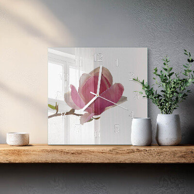 Orologio quadrato Fiore di magnolia