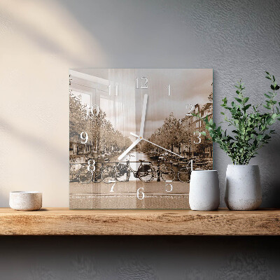 Orologio quadrato Amsterdam Seppia