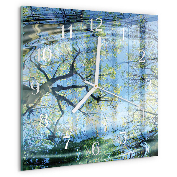 Orologio quadrato Alberi Acqua
