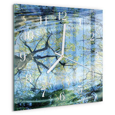 Orologio quadrato Alberi Acqua