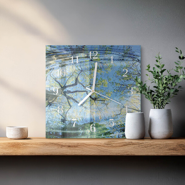 Orologio quadrato Alberi Acqua