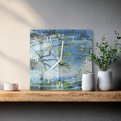 Orologio quadrato Alberi Acqua