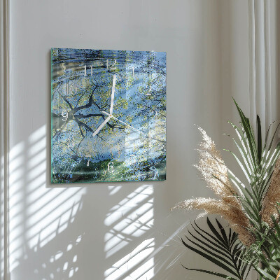 Orologio quadrato Alberi Acqua
