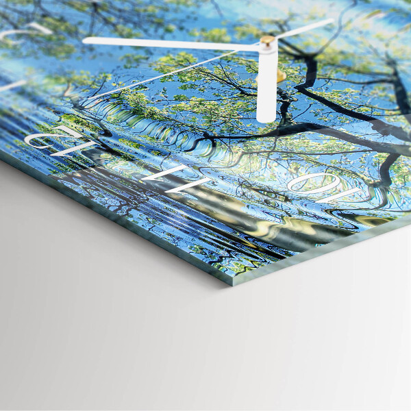 Orologio quadrato Alberi Acqua