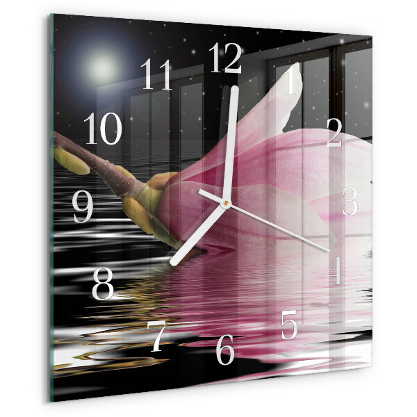 Orologio quadrato Fiore di magnolia